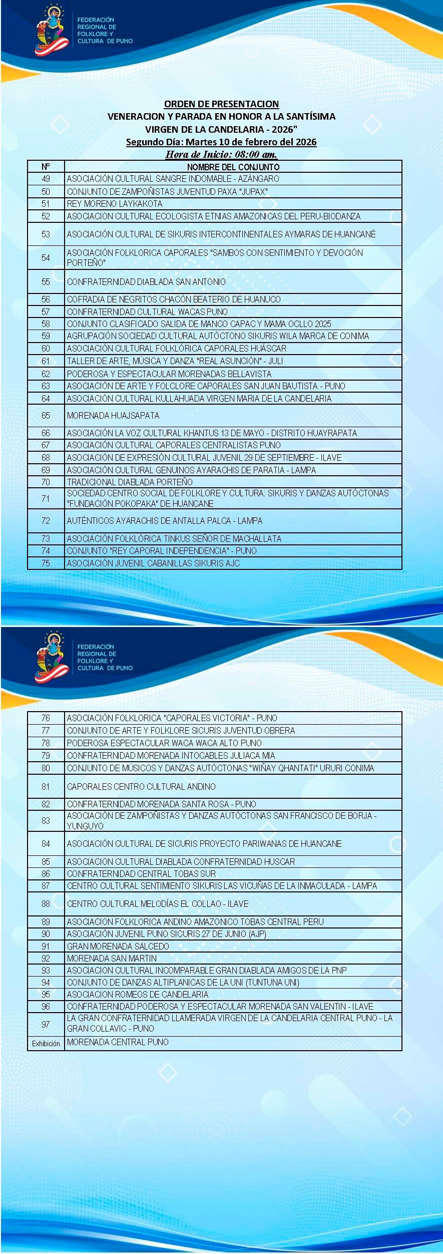 VENERACION Y PARADA EN HONOR A LA SANTÍSIMA VIRGEN DE LA CANDELARIA - 2026